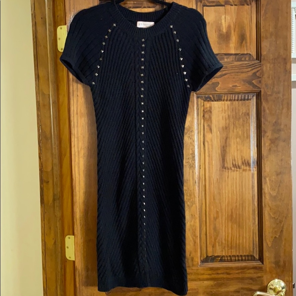 Black Knit Bodycon Dress with Front Detail